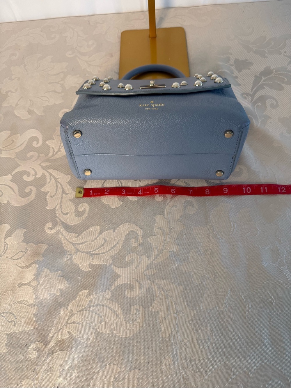 Kate Spade Serrano Place Pearl Shonna Leather Crossbody Satchel Blue - Picture 8 of 14